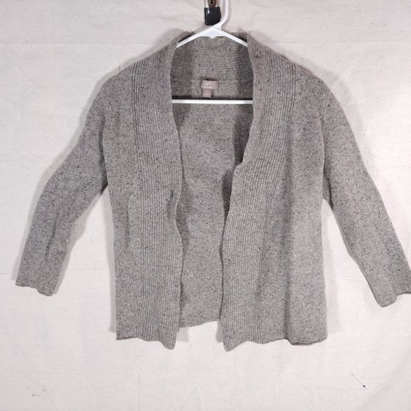 J Jill Cardigan Womens Medium Wool Cashmere Italian Yarn Open Front Gray - Picture 1 of 12